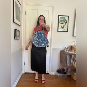 70s Vintage Beaded Bucket Bag w Round Lucite Handles